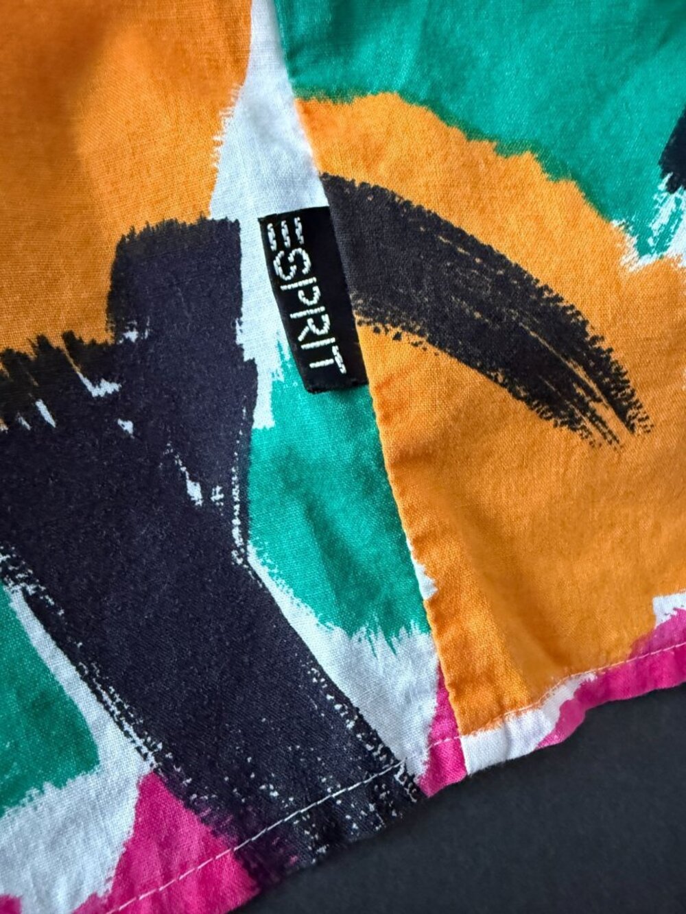 Vintage Esprit Sport 80s Abstract Print Button-Up Shirt Boxy Fit Cotton Large - Picture 8 of 10